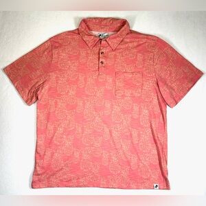 TRUNKS SURF & SWIM CO. Men's Coral Pineapple‎ Print Polo Shirt Vacation Size XL